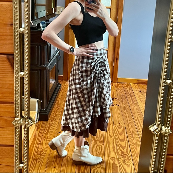 Western Brown and White Check Swing Skirt Size 6 Trend b.c.p. Bonprix Collection - Picture 12 of 12